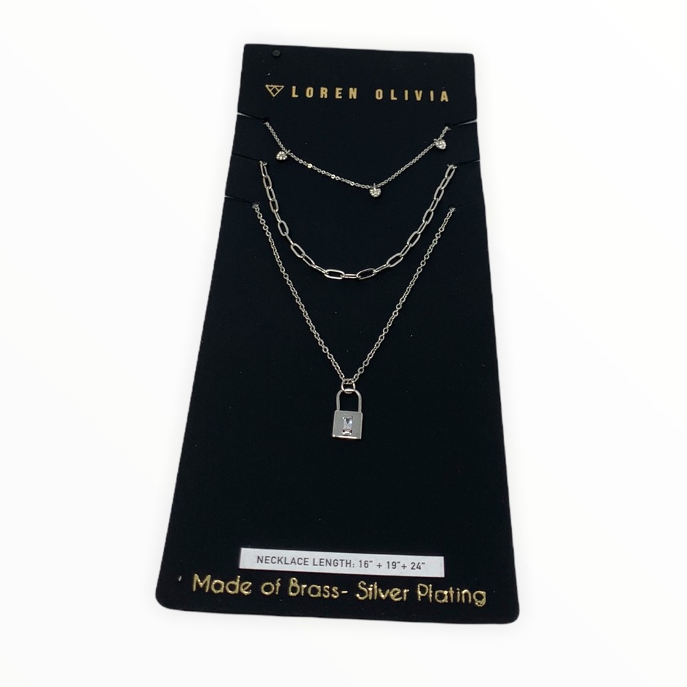 Loren Olivia Lock Pendant Layered Necklace